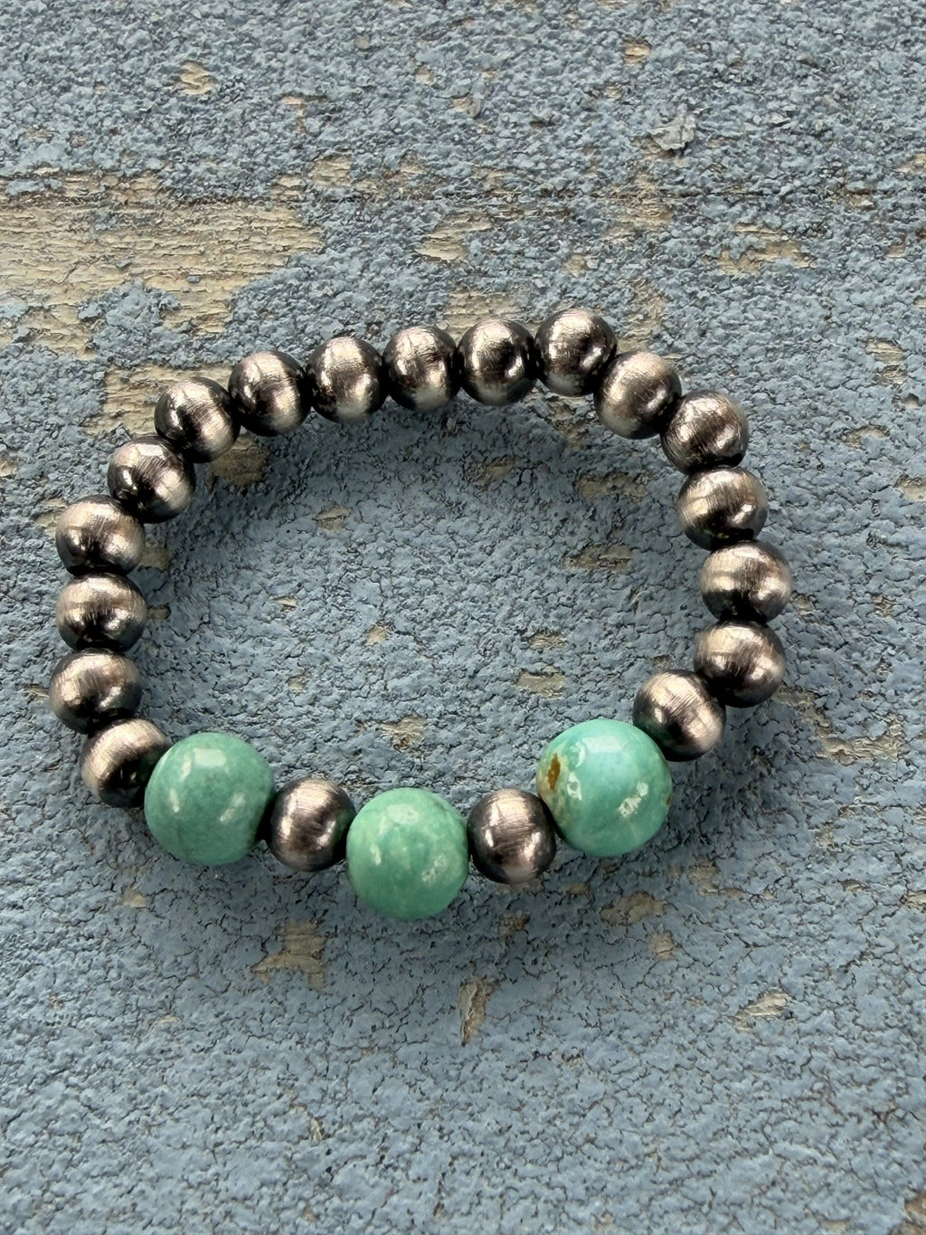Strechy Sterling Silver Pearls with 3 stones Ring