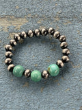 Strechy Sterling Silver Pearls with 3 stones Ring
