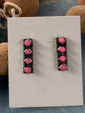 4 Stone Pink Opal Sterling Silver Post Earrings