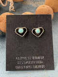 *Native American Made* Baby Heart Blue Turquoise Sterling Silver Studs