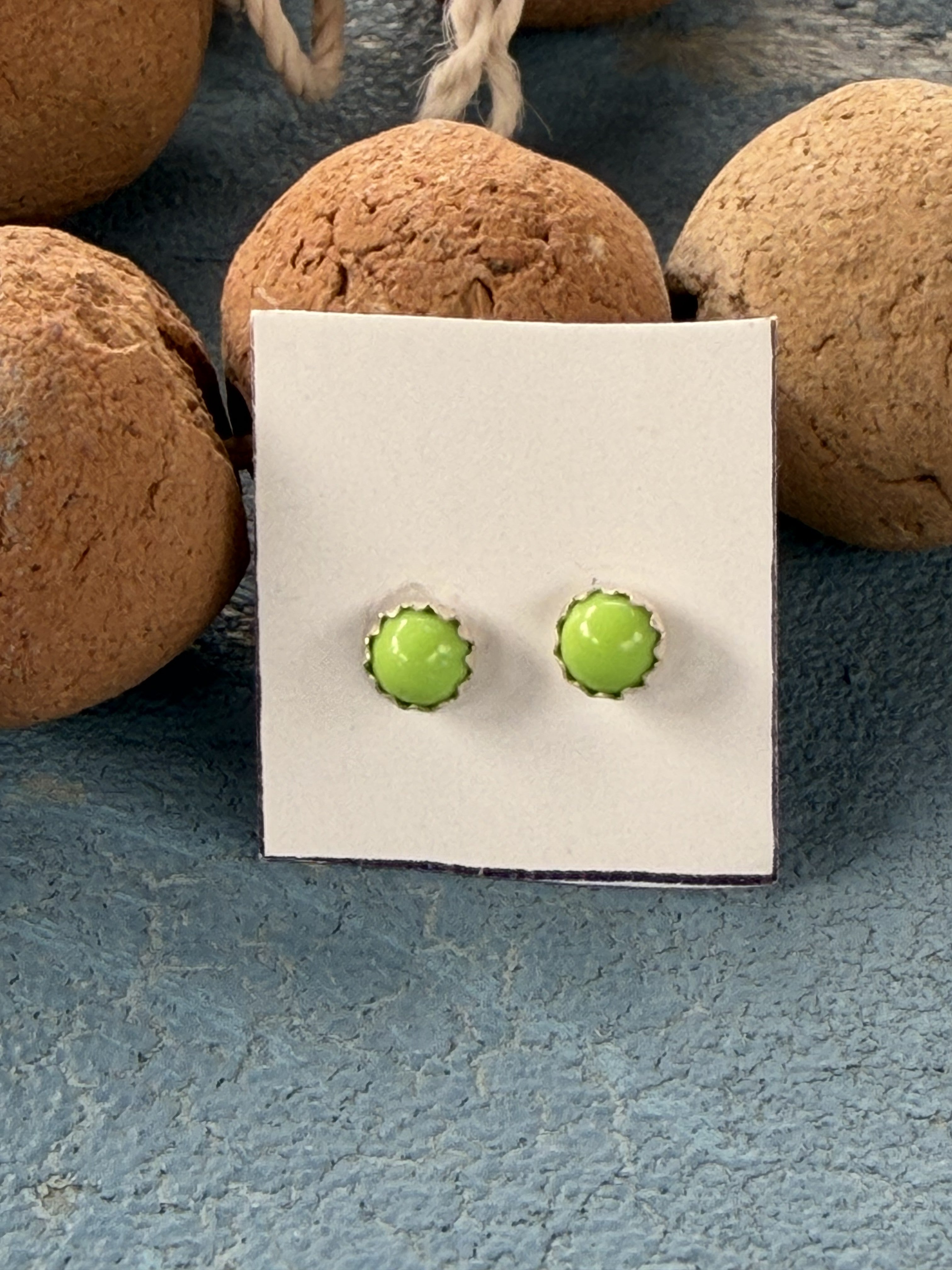 3mm- Green Baby Turquoise Sterling Silver Studs
