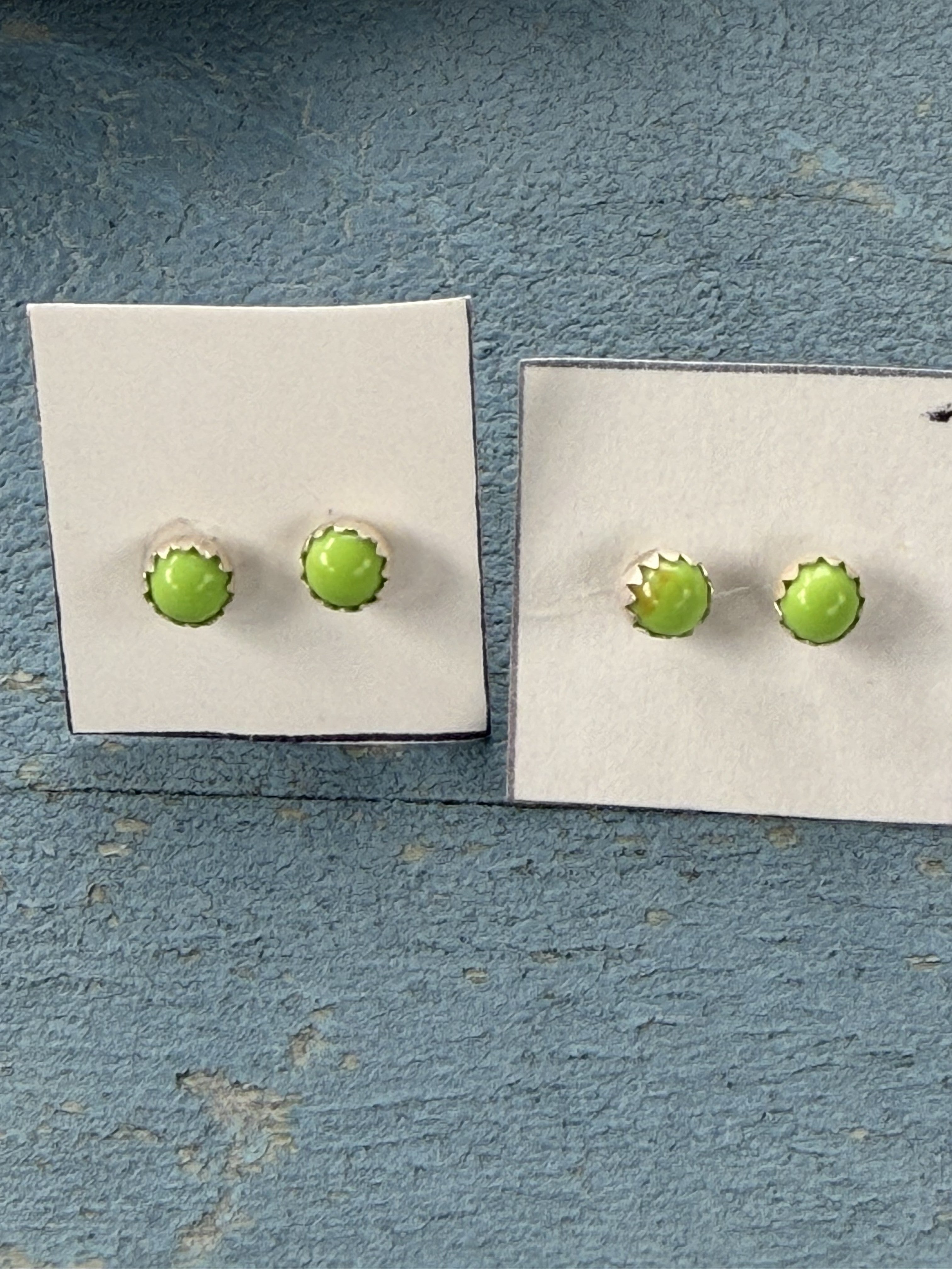 3mm- Green Baby Turquoise Sterling Silver Studs