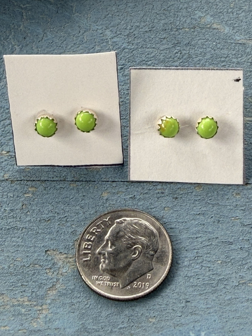 3mm- Green Baby Turquoise Sterling Silver Studs
