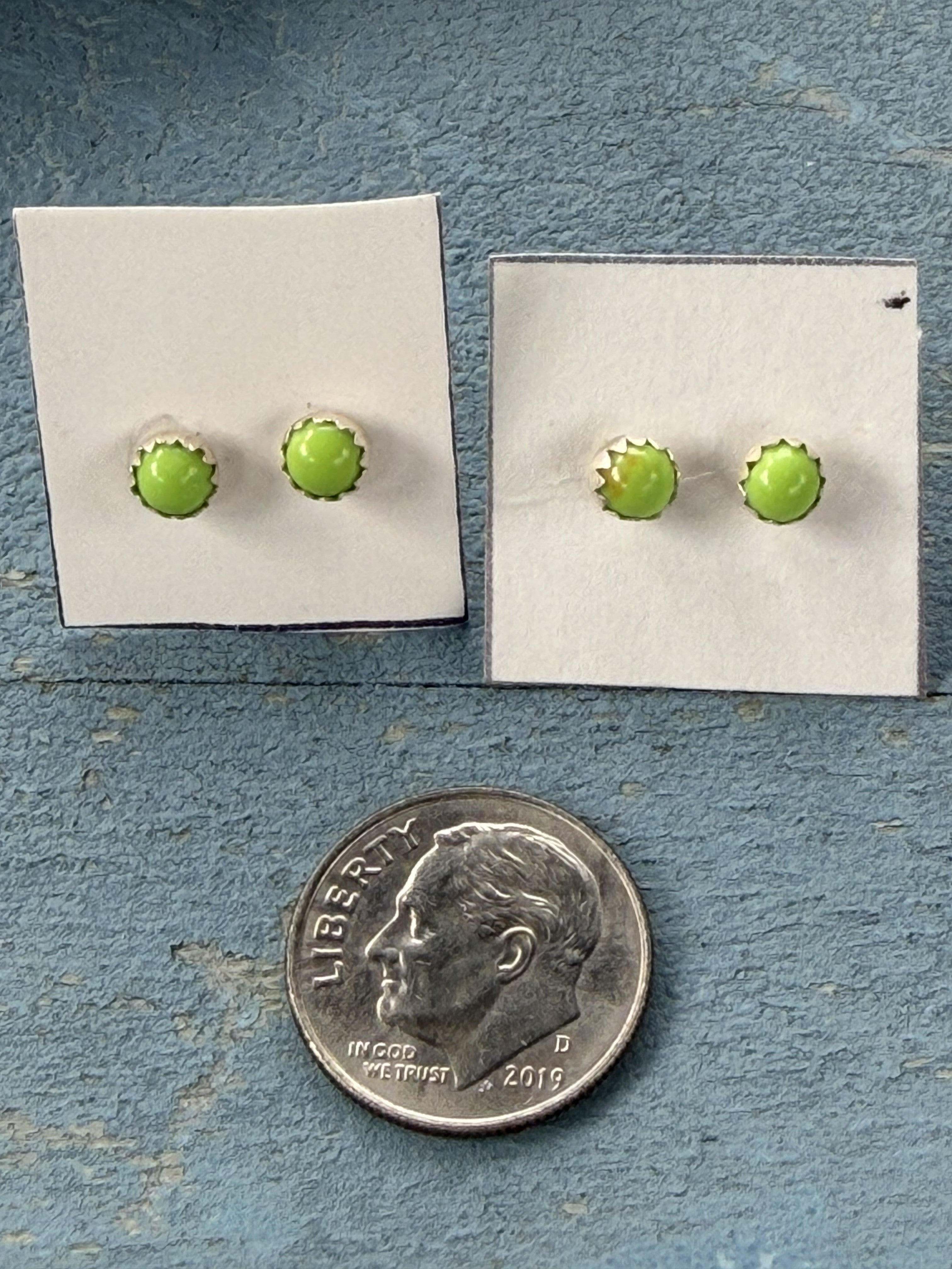 3mm- Green Baby Turquoise Sterling Silver Studs