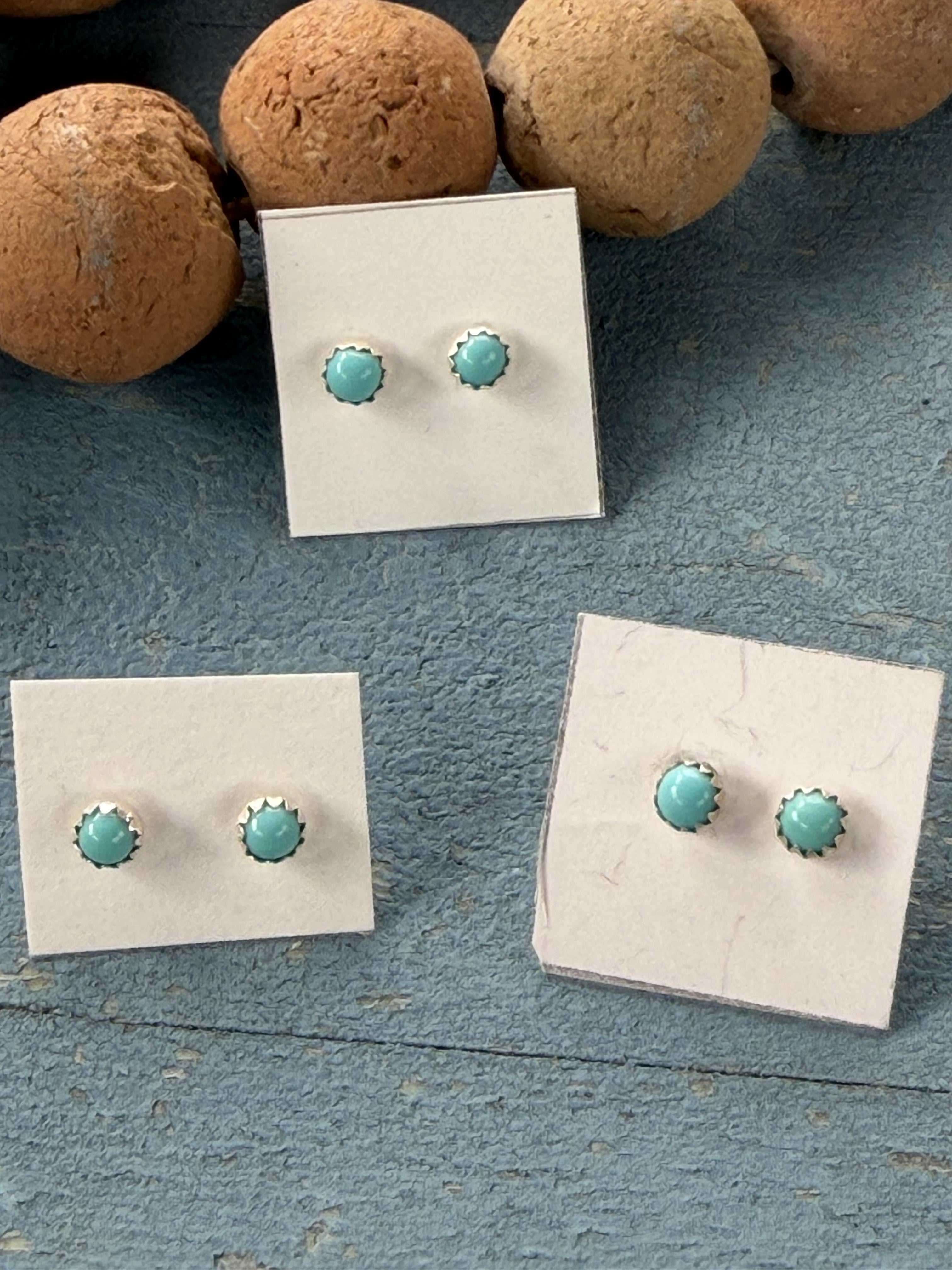 3mm - Blue Baby Turquoise Sterling Silver Studs