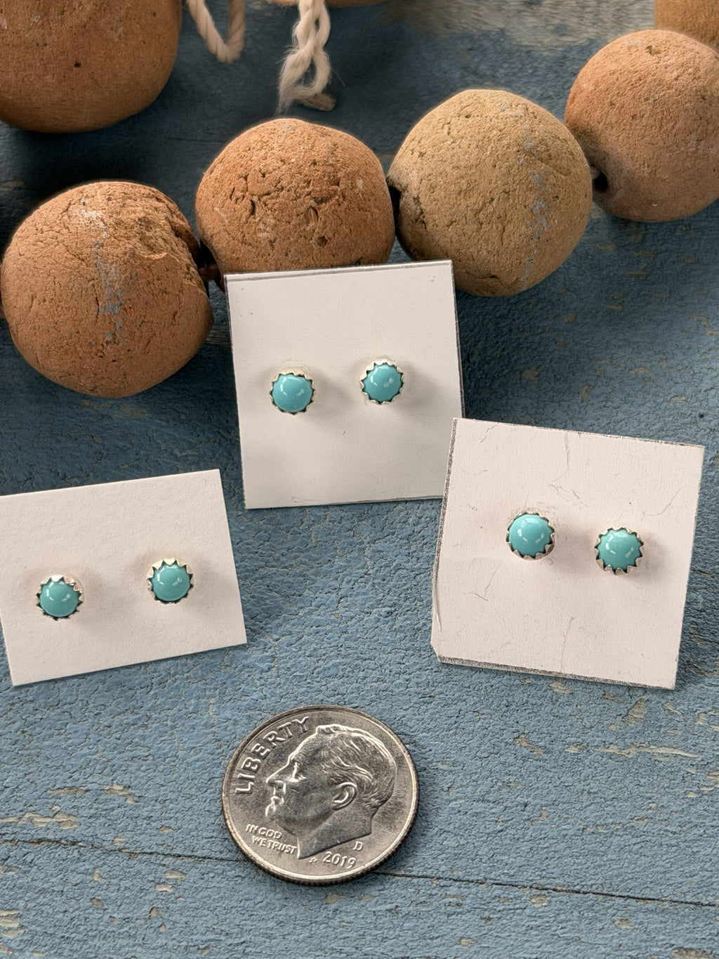 3mm - Blue Baby Turquoise Sterling Silver Studs
