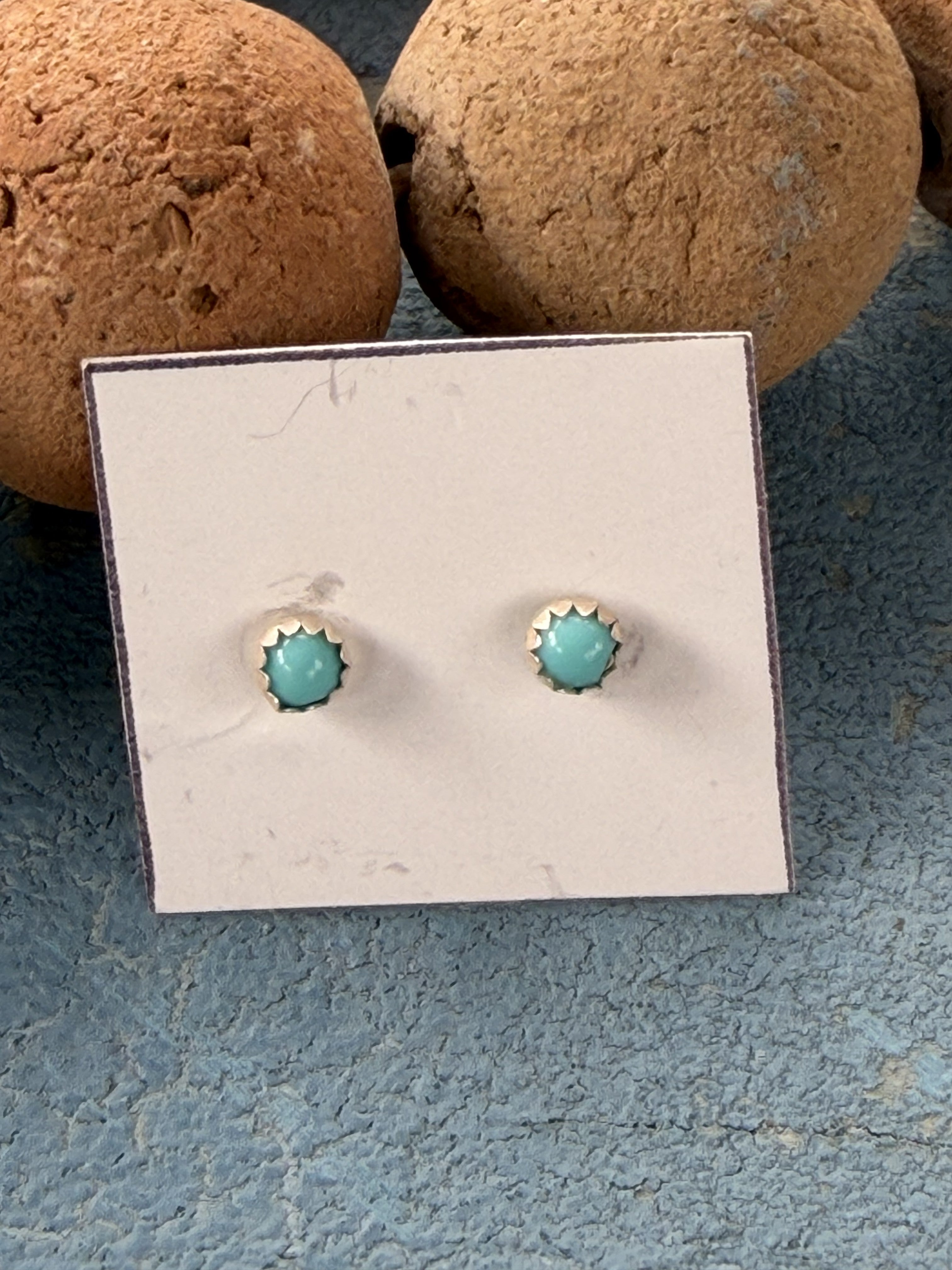 2 mm Blue Baby Turquoise Sterling Silver Studs
