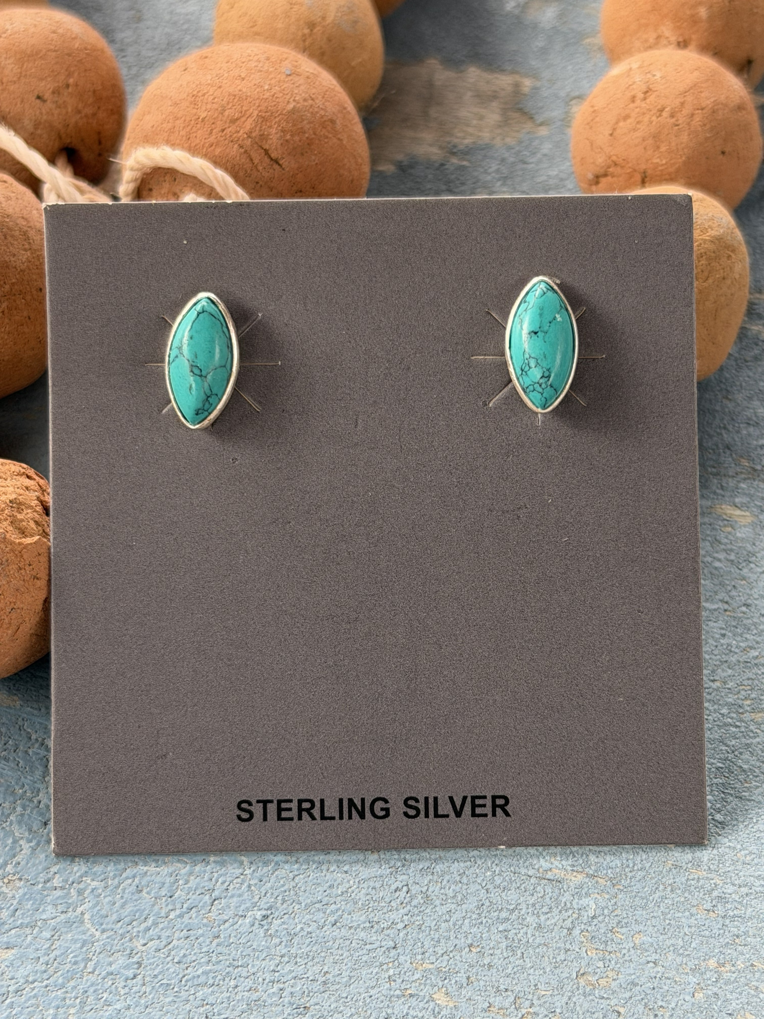Sterling Silver Oval Turquoise Post Earrings