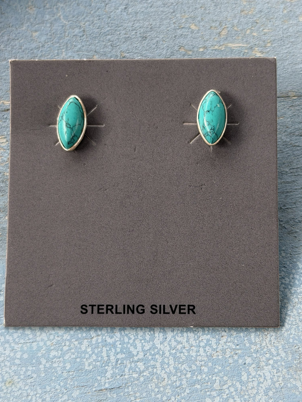 Sterling Silver Oval Turquoise Post Earrings