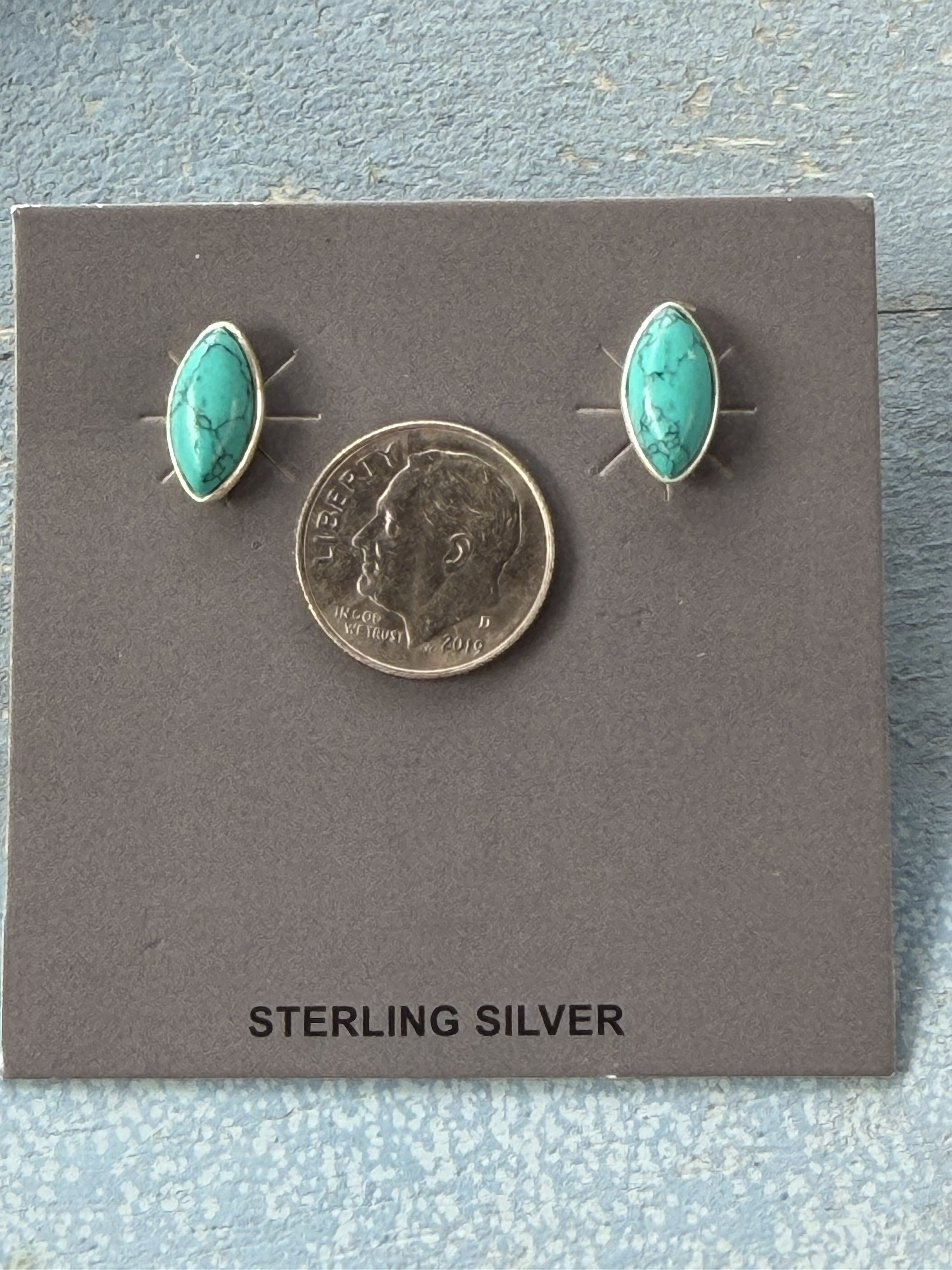 Sterling Silver Oval Turquoise Post Earrings