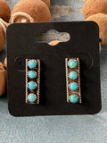 4 Stone Blue Turquoise Sterling Silver Post Earrings