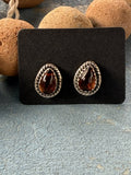 Sterling Silver with Amber Tear Drop Stud Earrings