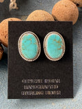 *Native American Made* Navajo Byron Begay:  Turquoise Ovals Sterling Silver Stud Earrings