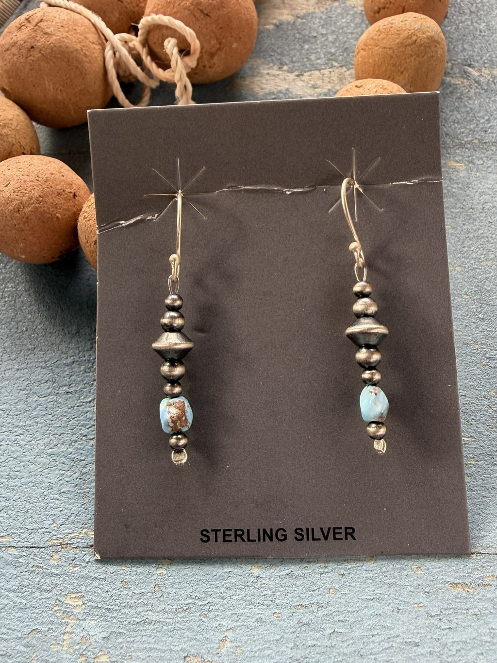 Sterling Silver Pearls with Golden Hills Nugget Dangle Earrings
