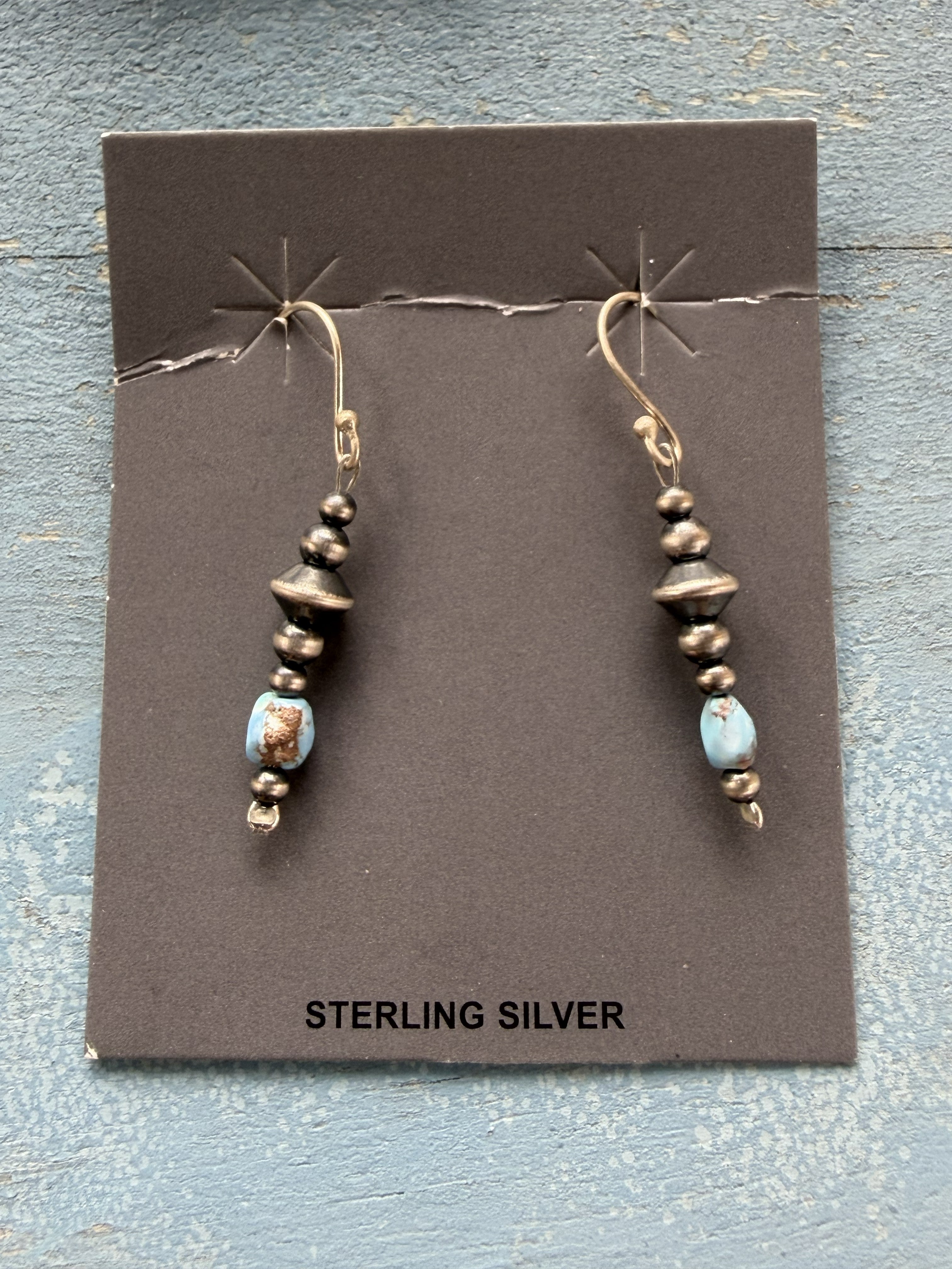 Sterling Silver Pearls with Golden Hills Nugget Dangle Earrings