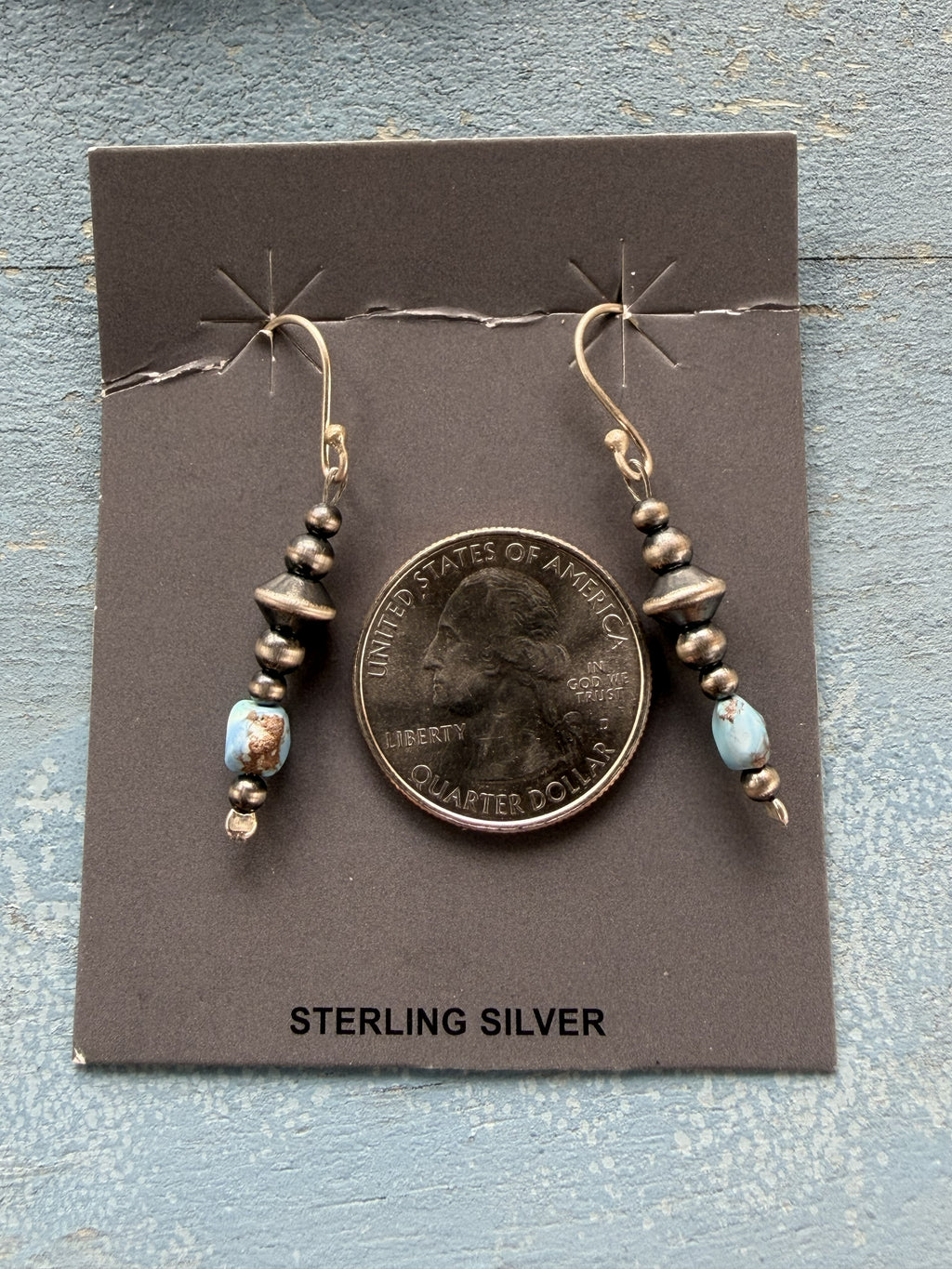 Sterling Silver Pearls with Golden Hills Nugget Dangle Earrings