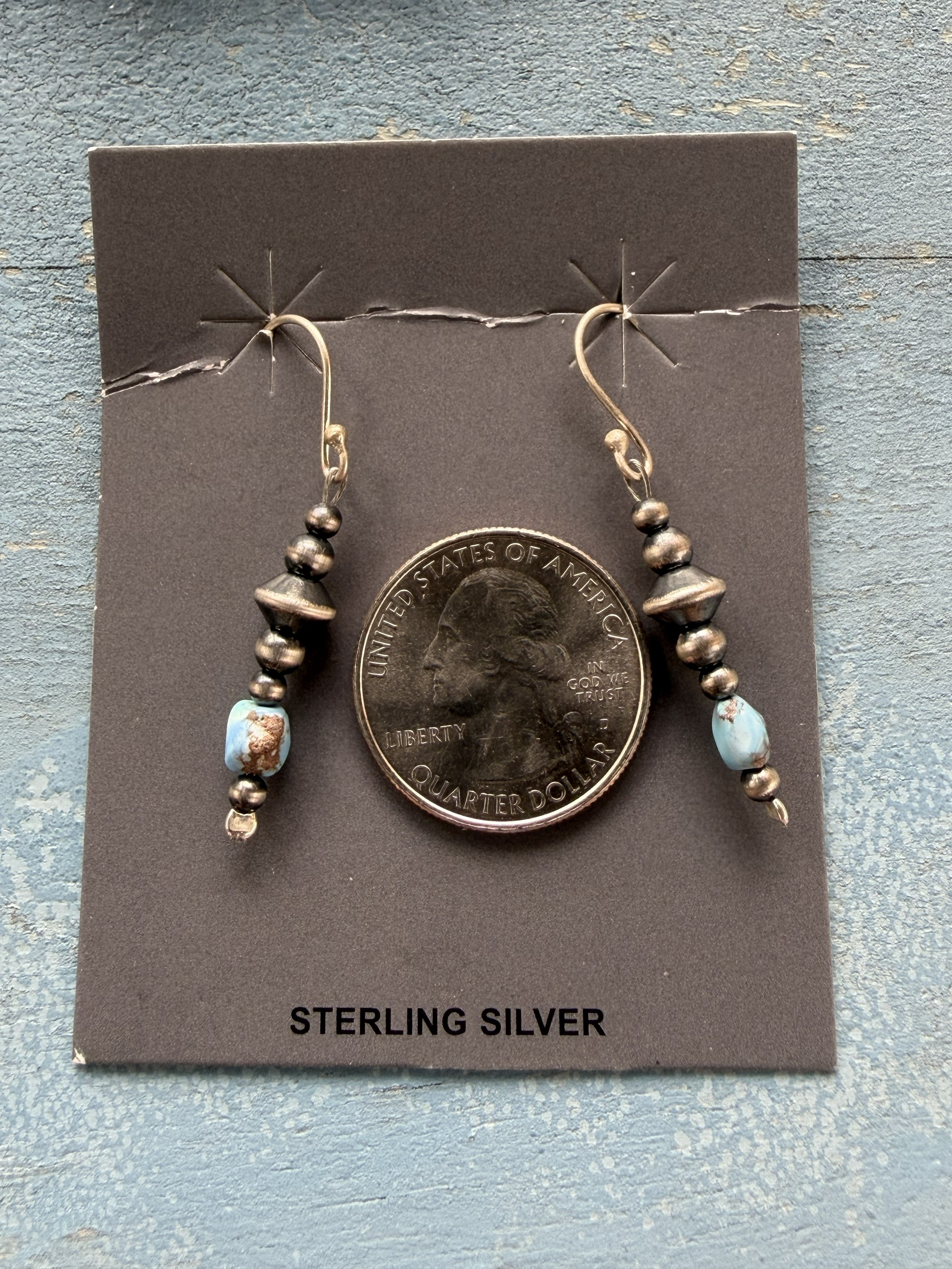 Sterling Silver Pearls with Golden Hills Nugget Dangle Earrings