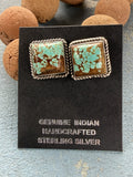 *Native American Made* Navajo Judith Dixon:  Sterling Silver Square Mine #8 Post Earrings