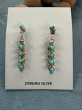 5 Stone Snake Eyes Blue Turquoise Sterling Silver Dangle Earrings