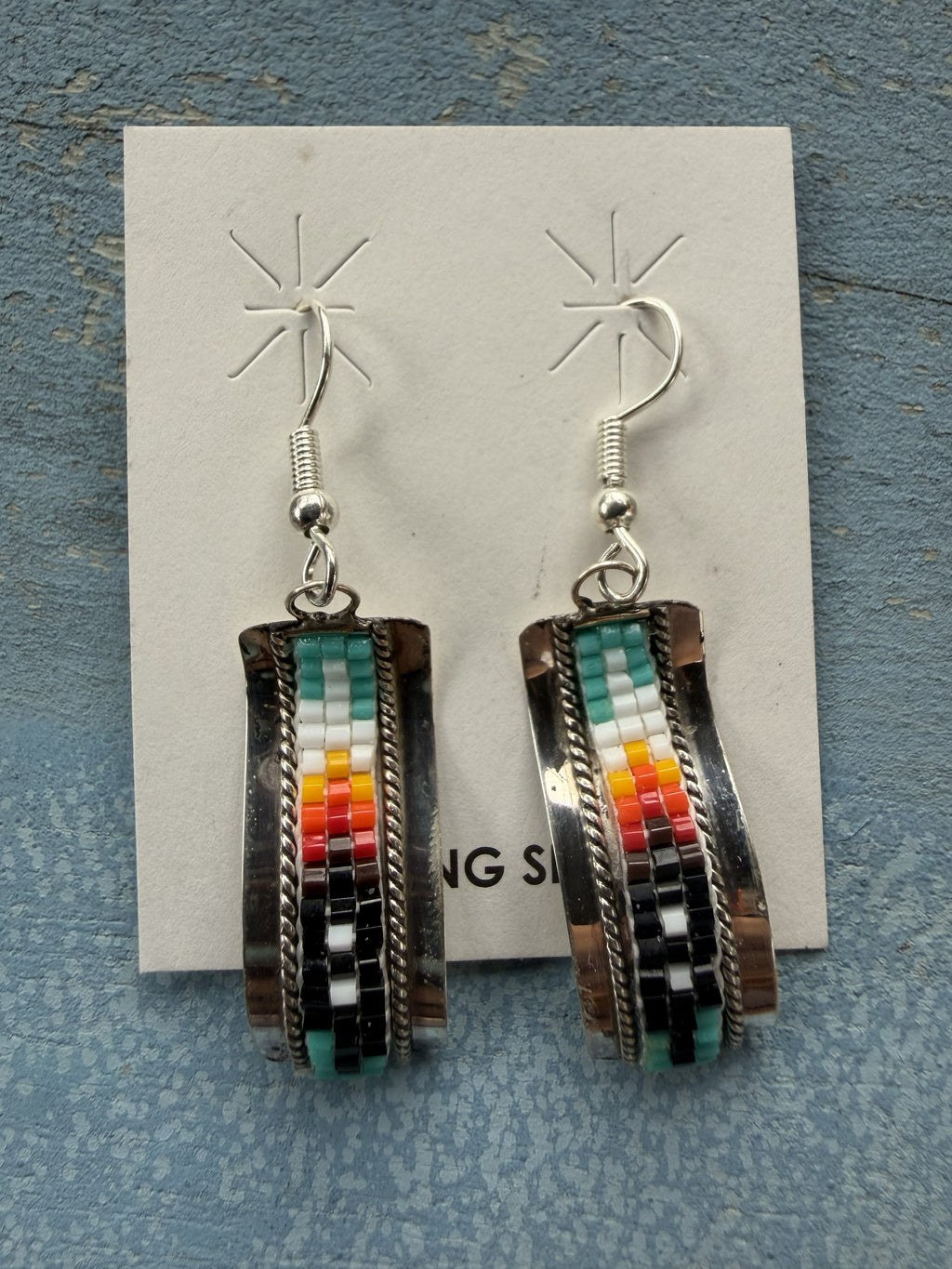 *Native American Made*  Navajo Lucille Romone:  Bead Dangle Earrings