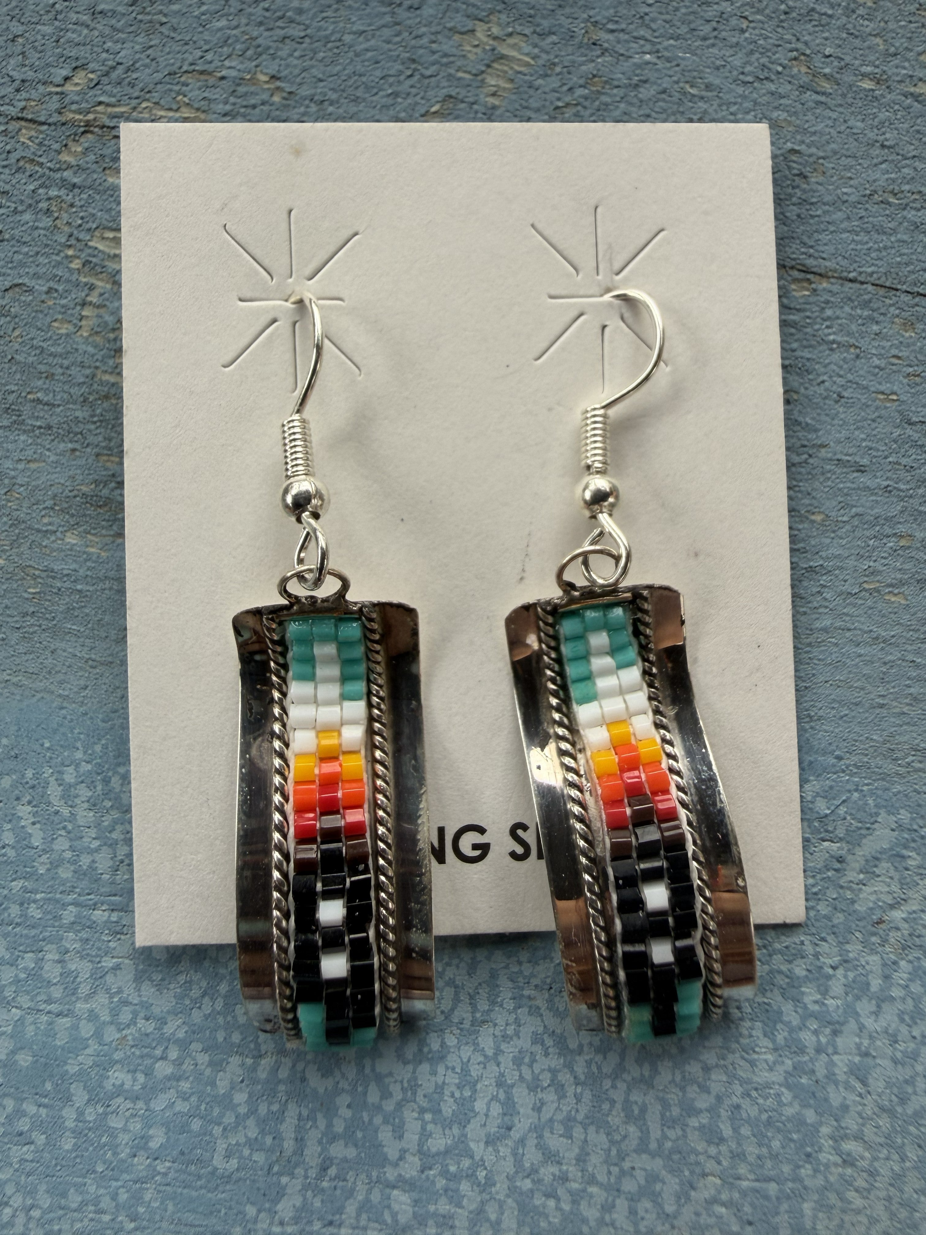 *Native American Made*  Navajo Lucille Romone:  Bead Dangle Earrings