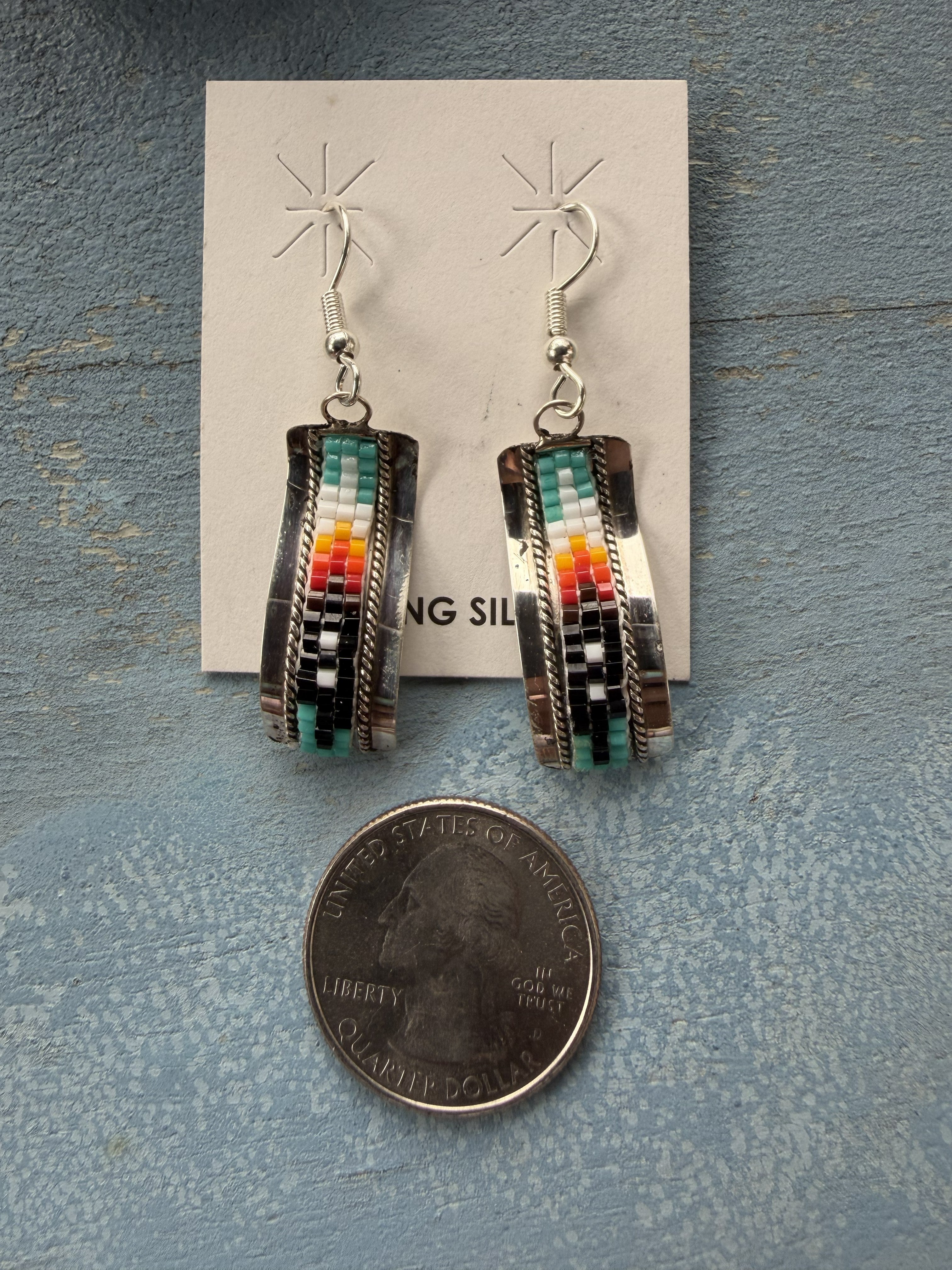 *Native American Made*  Navajo Lucille Romone:  Bead Dangle Earrings