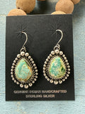 *Native American Made*  Navajo Patricia Johnson:  Sterling Silver with Sonoran Drop Dangle Earrings