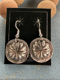 *Native American Made*  Navajo Joan Begay:  Sterling Silver Concho Dangle  Earrings