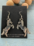 *Native American Made* Navajo L. Yazzie:  Silver Horse Sterling Silver Dangle Earrings