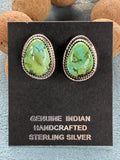 *Native American Made* Navajo Keith Henry:  Sterling Silver with Sonoran Gold Tear Drop Stud Earrings