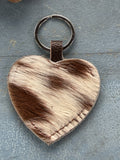 Leather Heart Shaped Cow Hair Keychain