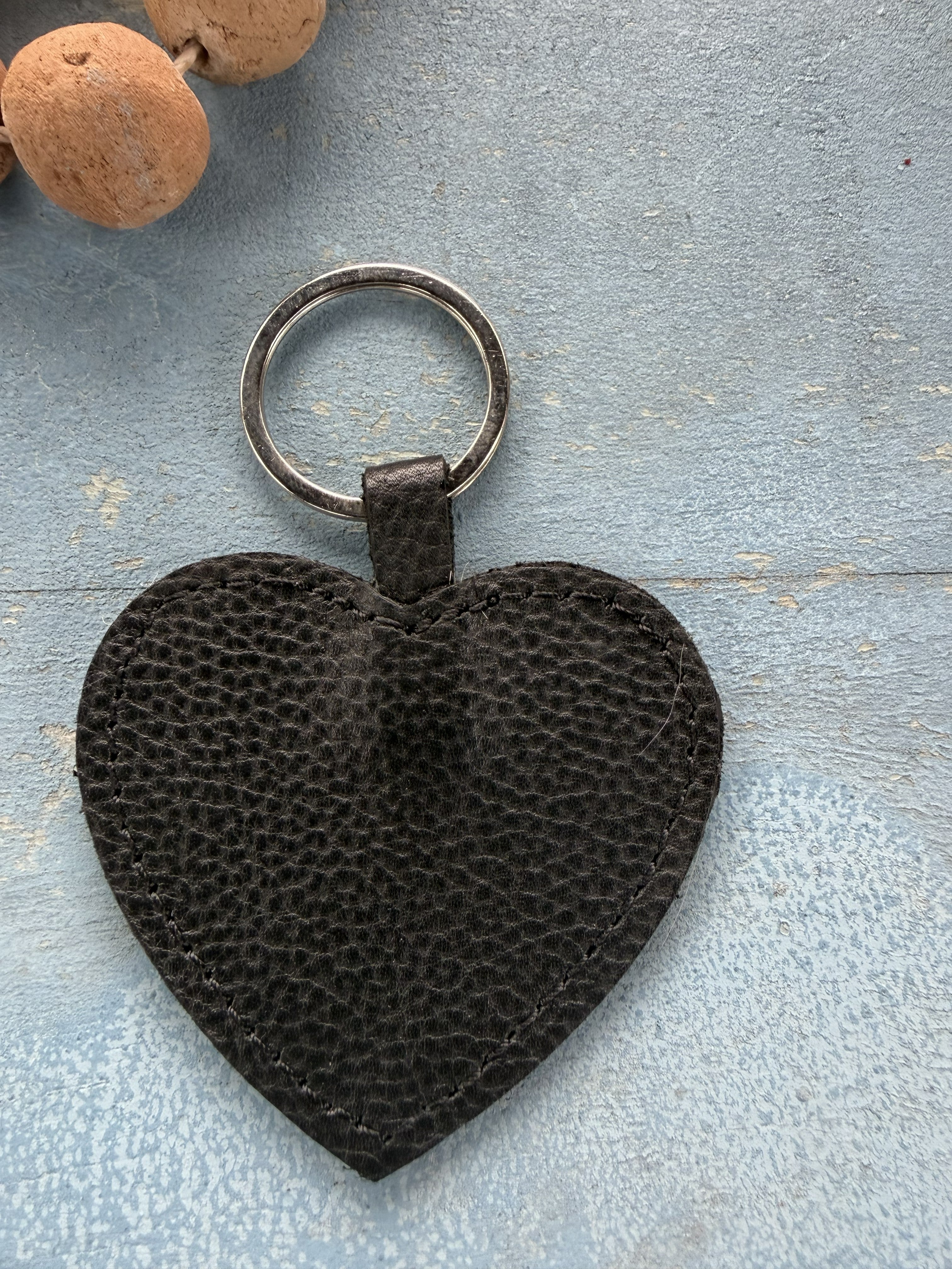 Leather Heart Shaped Keychain
