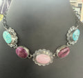 *Native American Made*  Navajo Scott Skeets Pink Conch, Purple Spiney and Sonoran Chocker Necklace