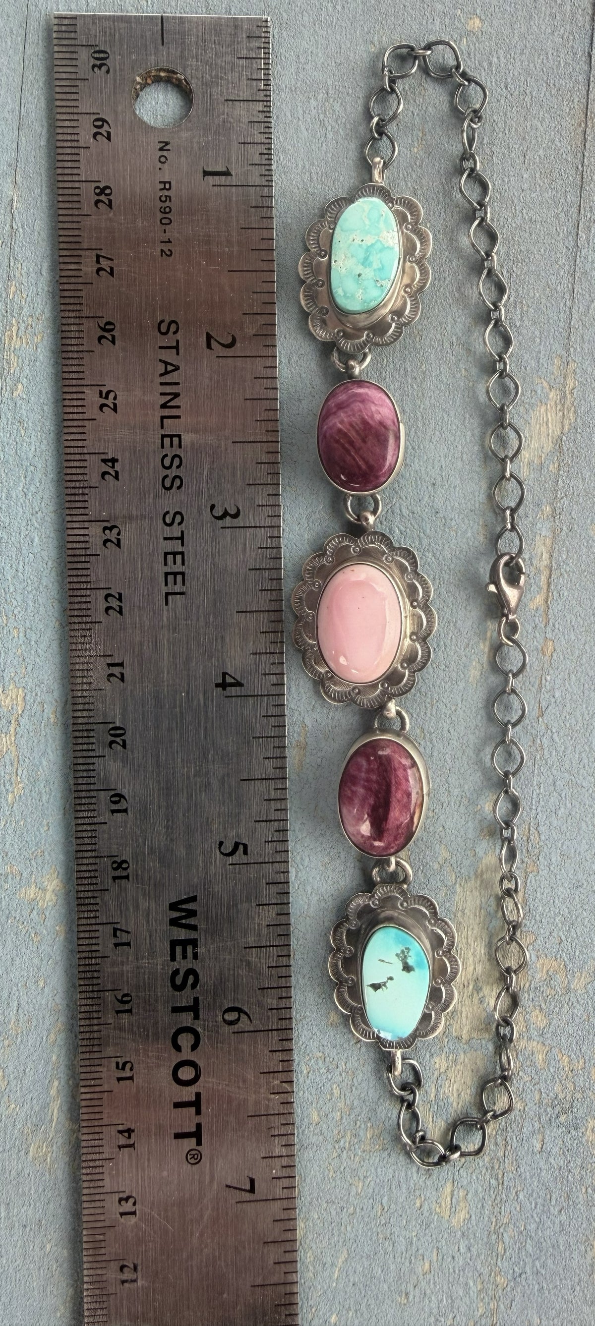 *Native American Made*  Navajo Scott Skeets Pink Conch, Purple Spiney and Sonoran Chocker Necklace
