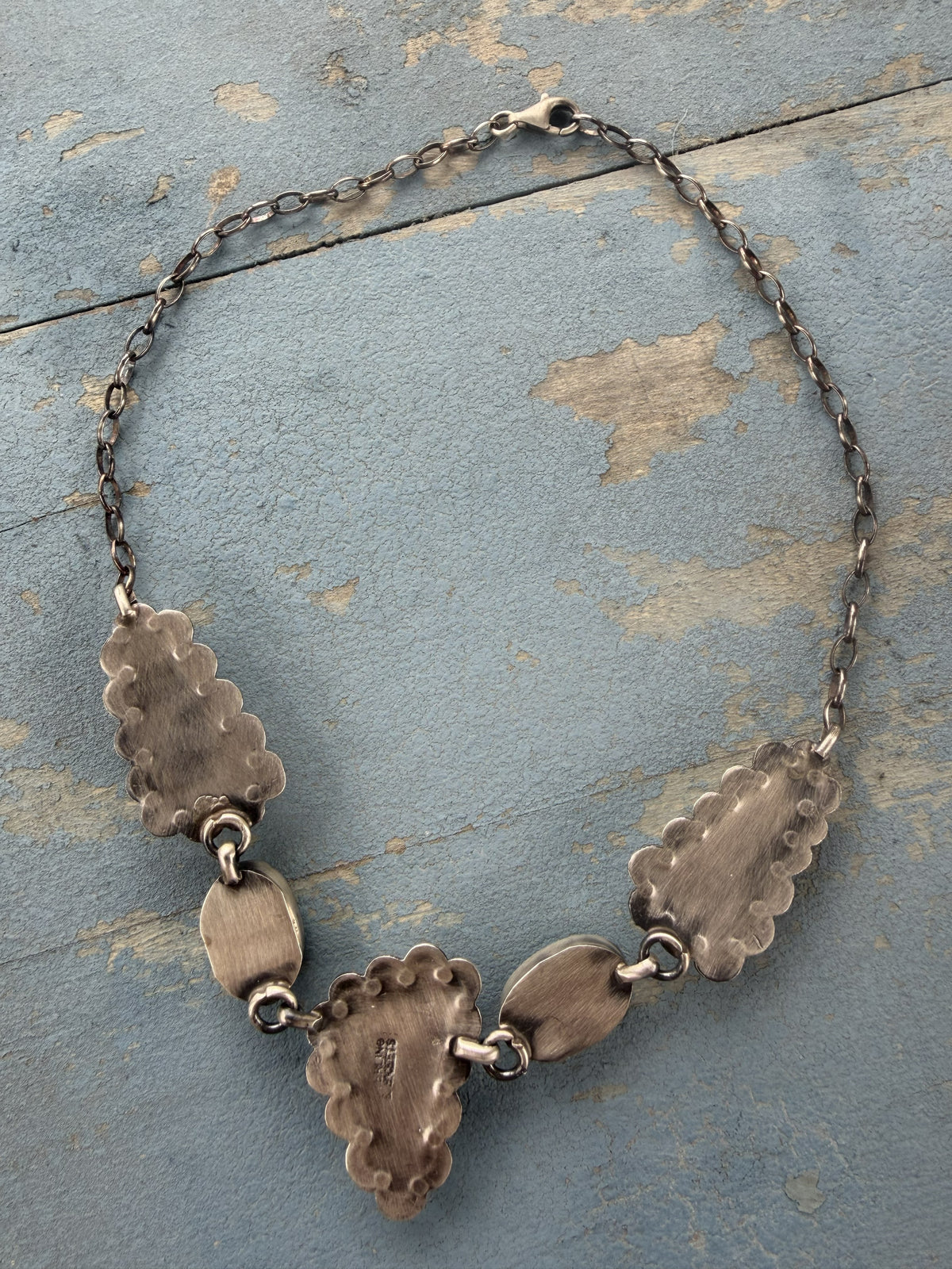 *Native American Made*  Navajo Scott Skeets  Purple and Orange Spiney with Sonoran Turquoise Choker