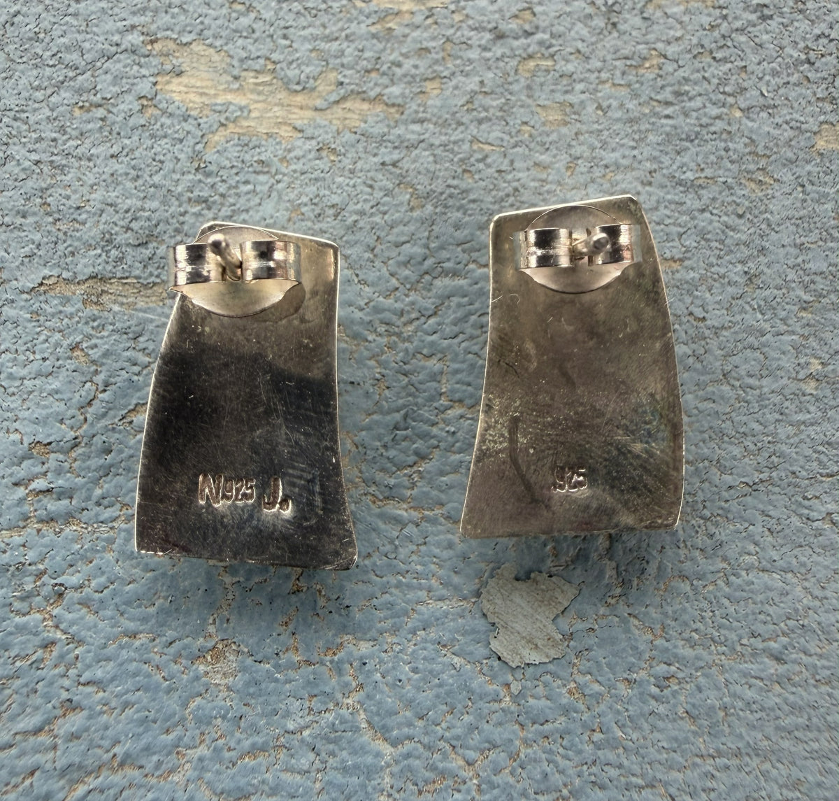 *Native American Made*  Navajo Nathaniel Johnson:  White Buffalo Post Earrings
