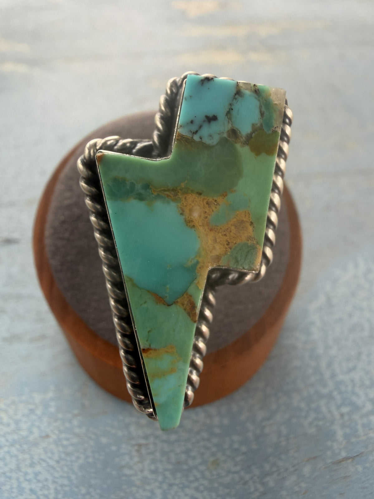 *Native American Made* Navajo Chassity Belone Turquoise Lightning Adjustable Ring