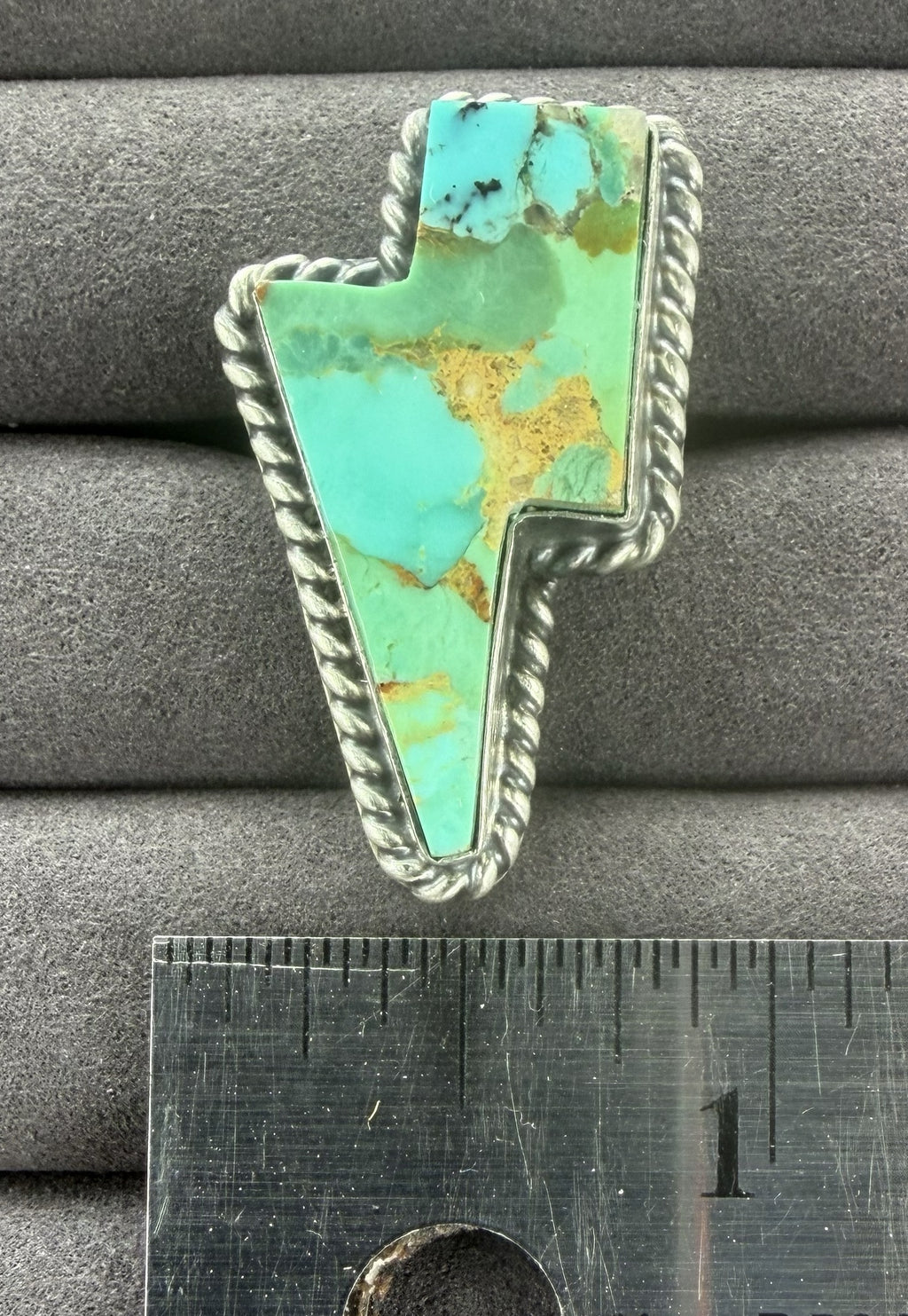 *Native American Made* Navajo Chassity Belone Turquoise Lightning Adjustable Ring