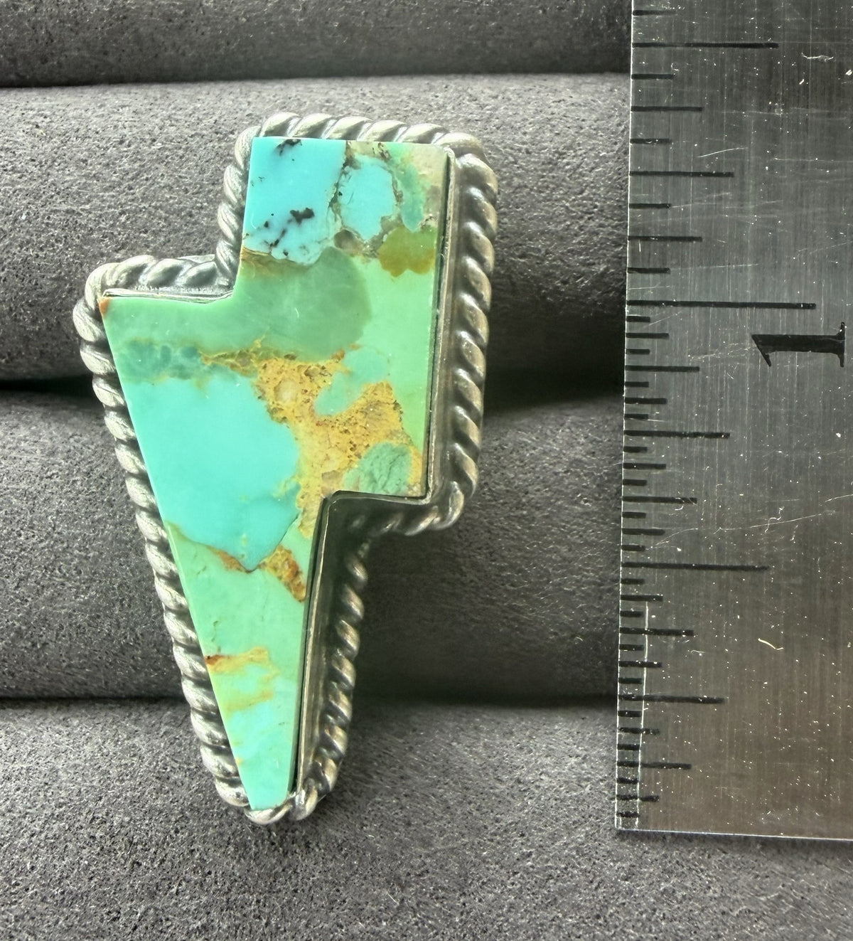 *Native American Made* Navajo Chassity Belone Turquoise Lightning Adjustable Ring