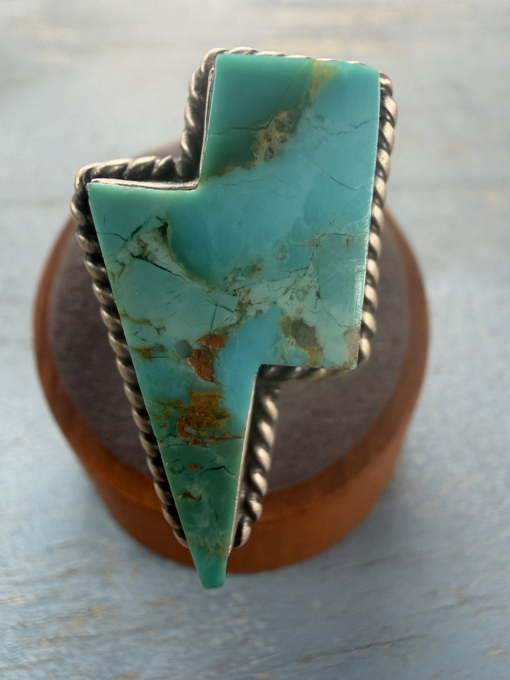 *Native American Made* Navajo Chassity Belone Turquoise Lightning Adjustable Ring