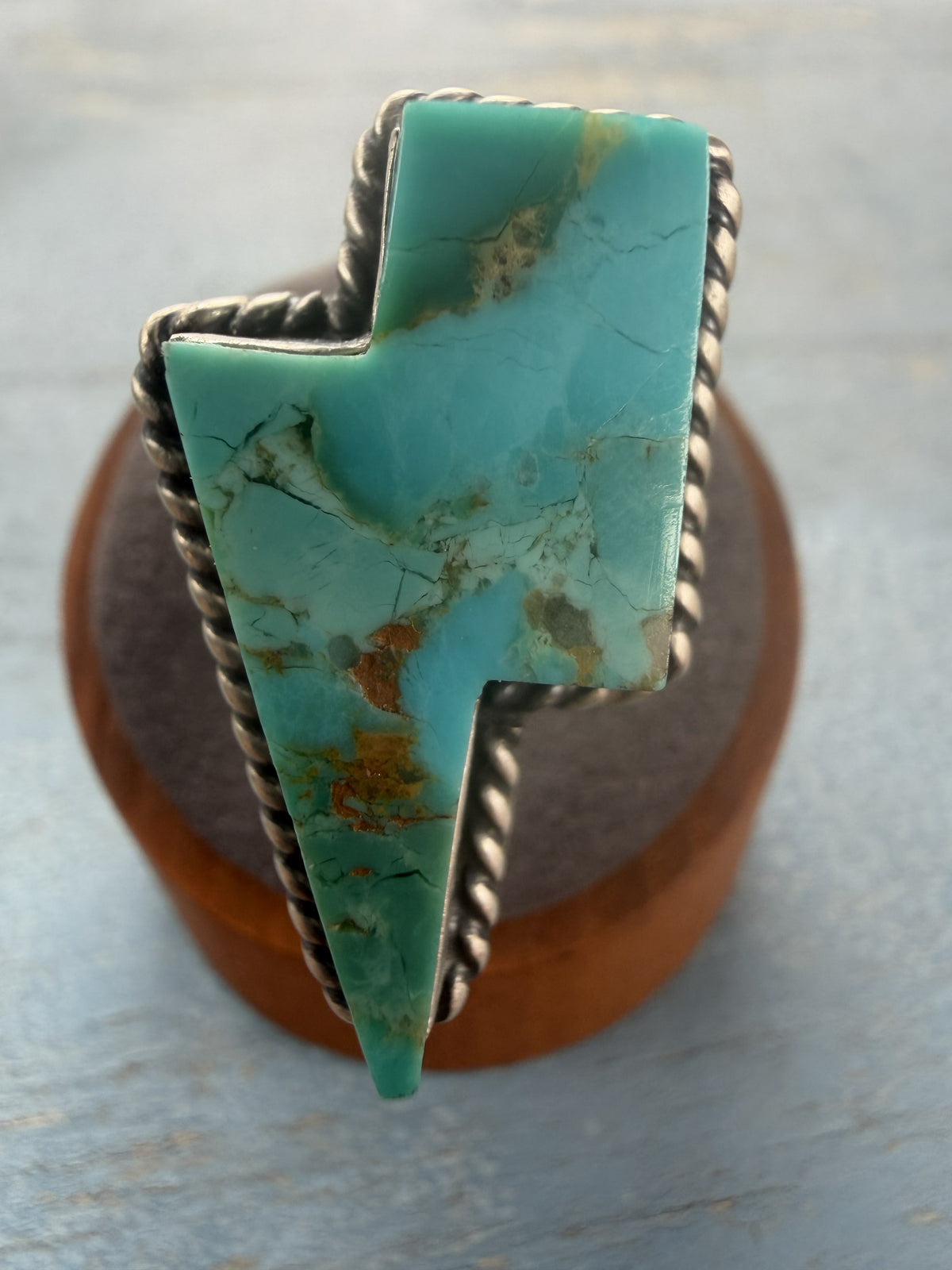 *Native American Made* Navajo Chassity Belone Turquoise Lightning Adjustable Ring