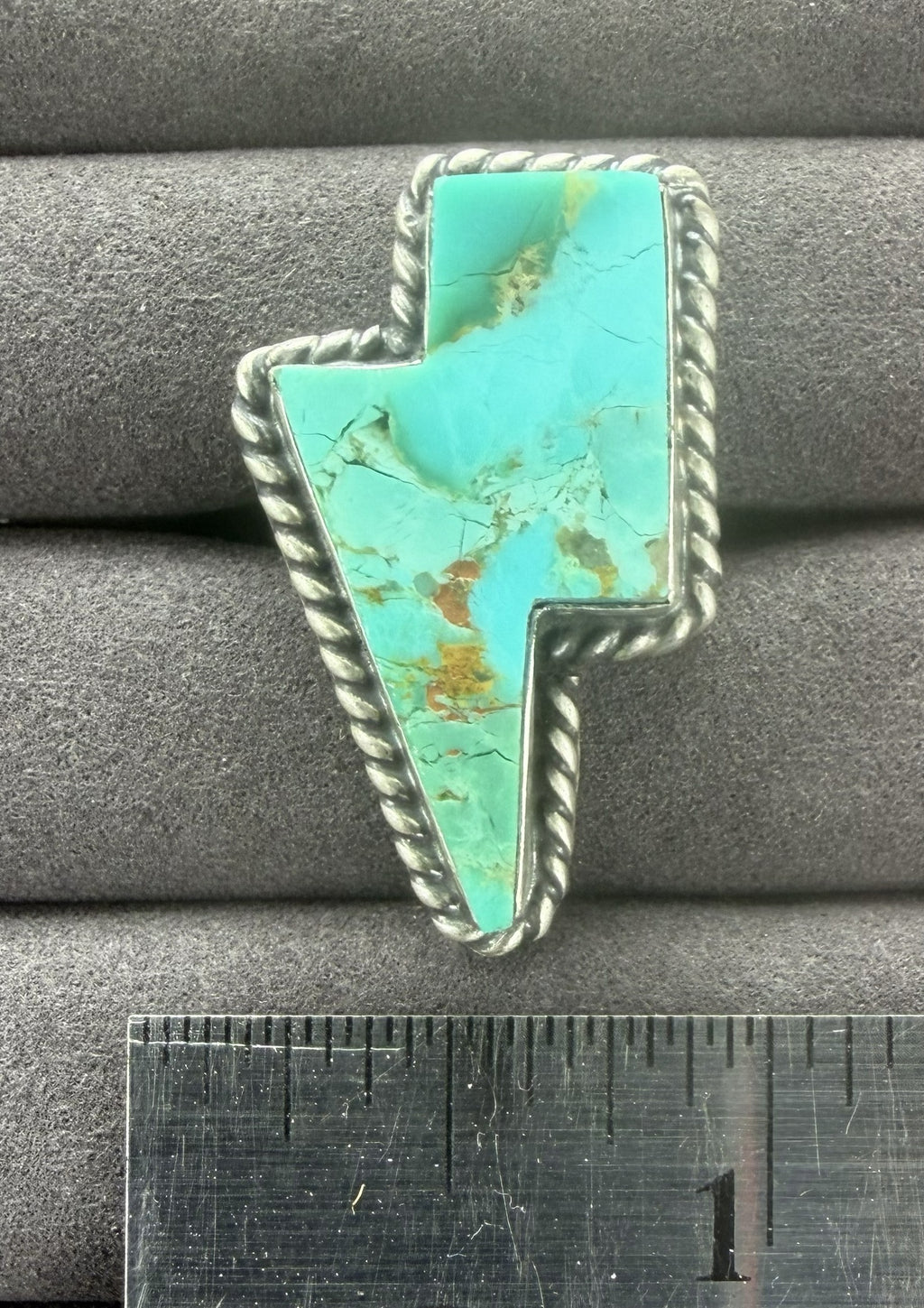 *Native American Made* Navajo Chassity Belone Turquoise Lightning Adjustable Ring