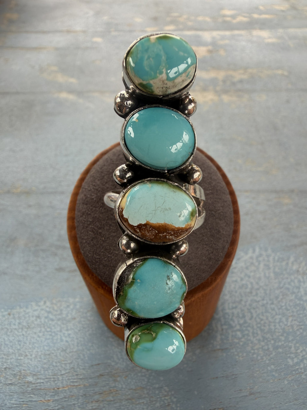 *Native American Made* Navajo Anisa Martinez 5 Stone Sonoran Crawler Adjustable Ring