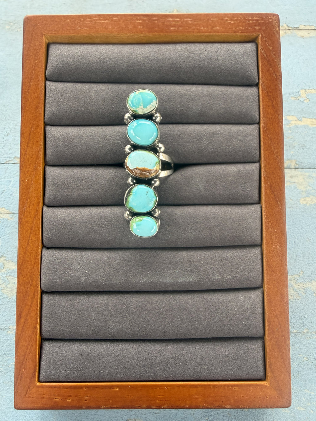 *Native American Made* Navajo Anisa Martinez 5 Stone Sonoran Crawler Adjustable Ring