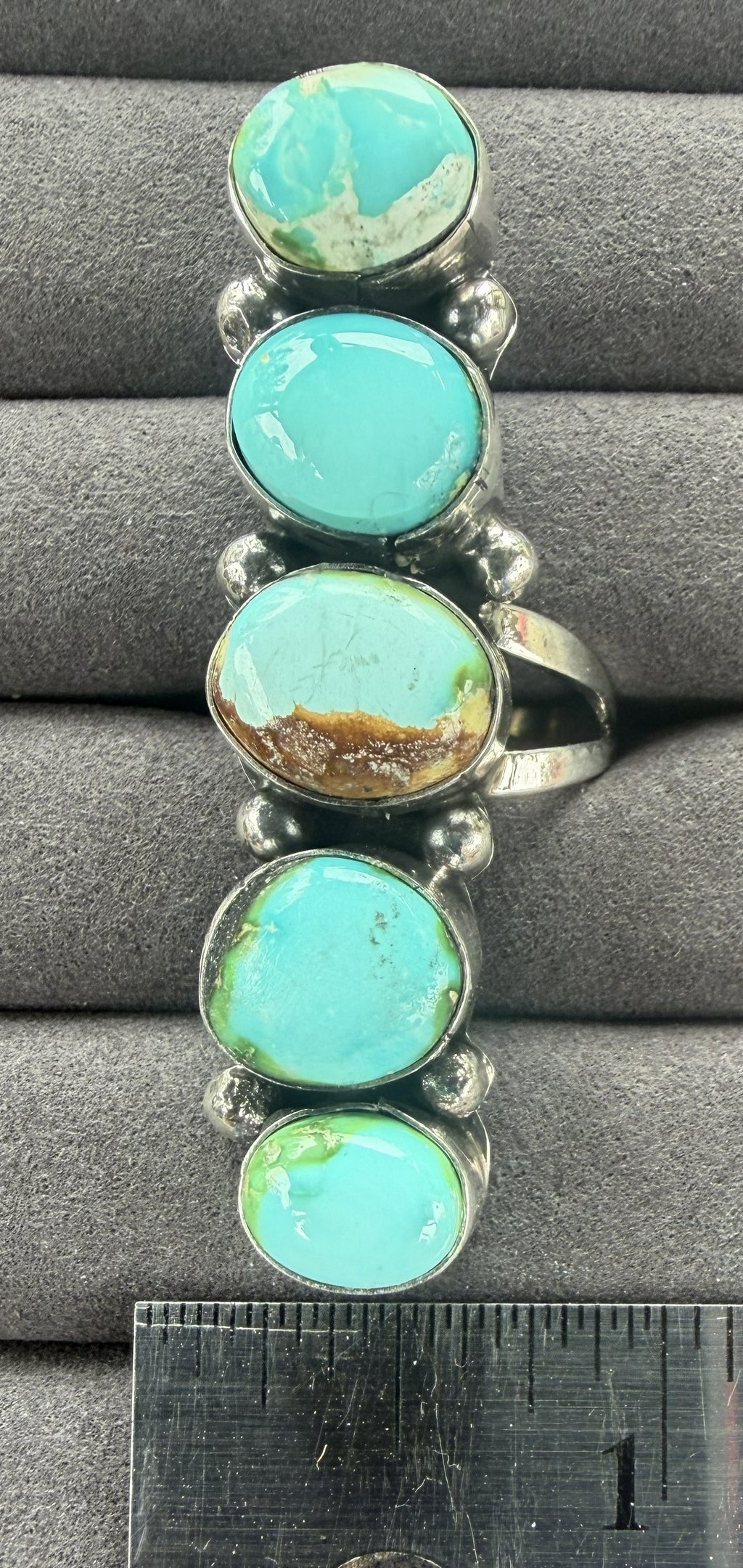 *Native American Made* Navajo Anisa Martinez 5 Stone Sonoran Crawler Adjustable Ring