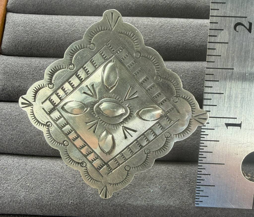 *Native American Made*  Navajo Kree Blanchard Rhombus Etched Adjustable Ring