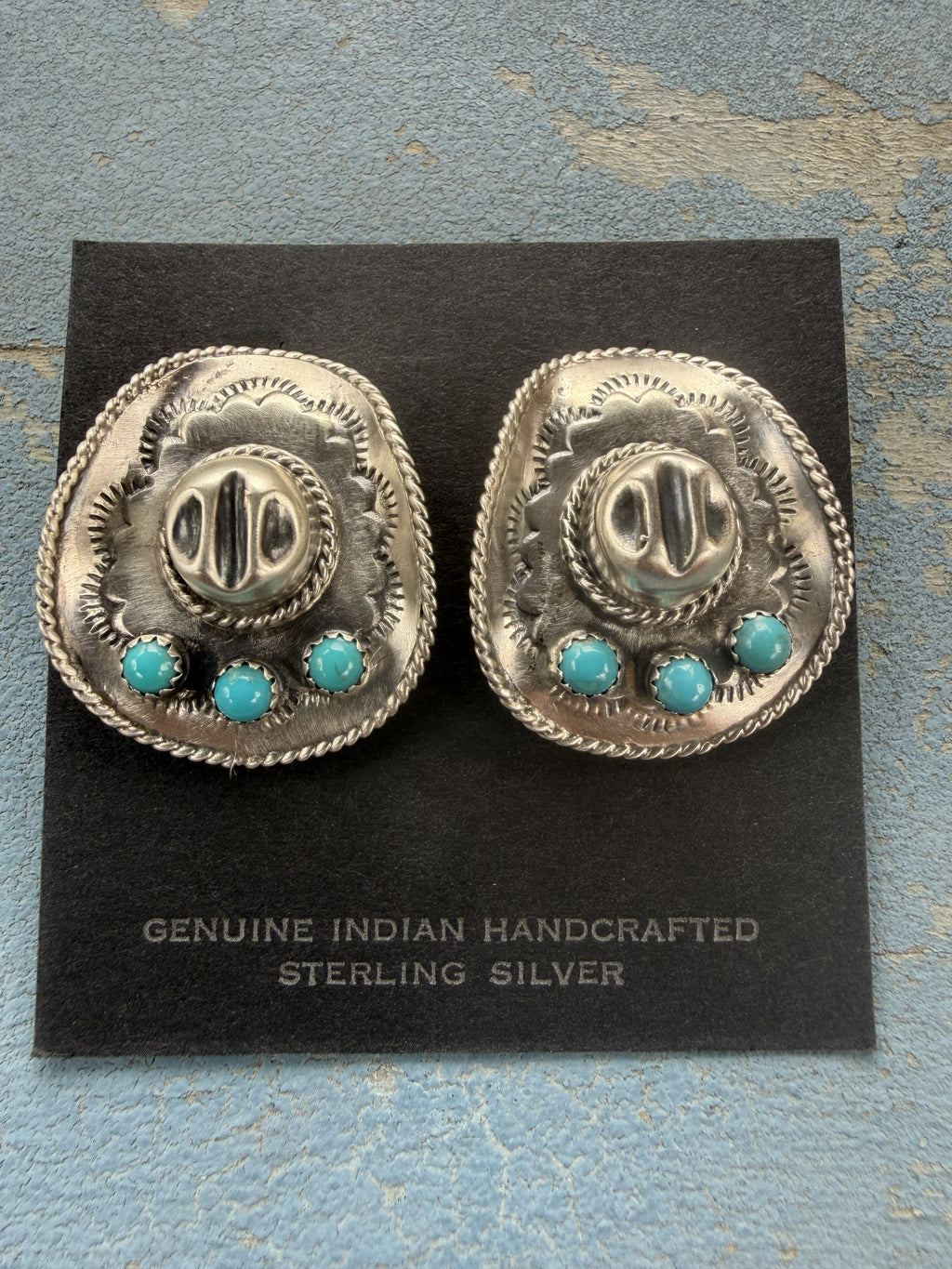 *Native American Made*  Navajo  Bobby Platero:  Cowboy Hat Earrings