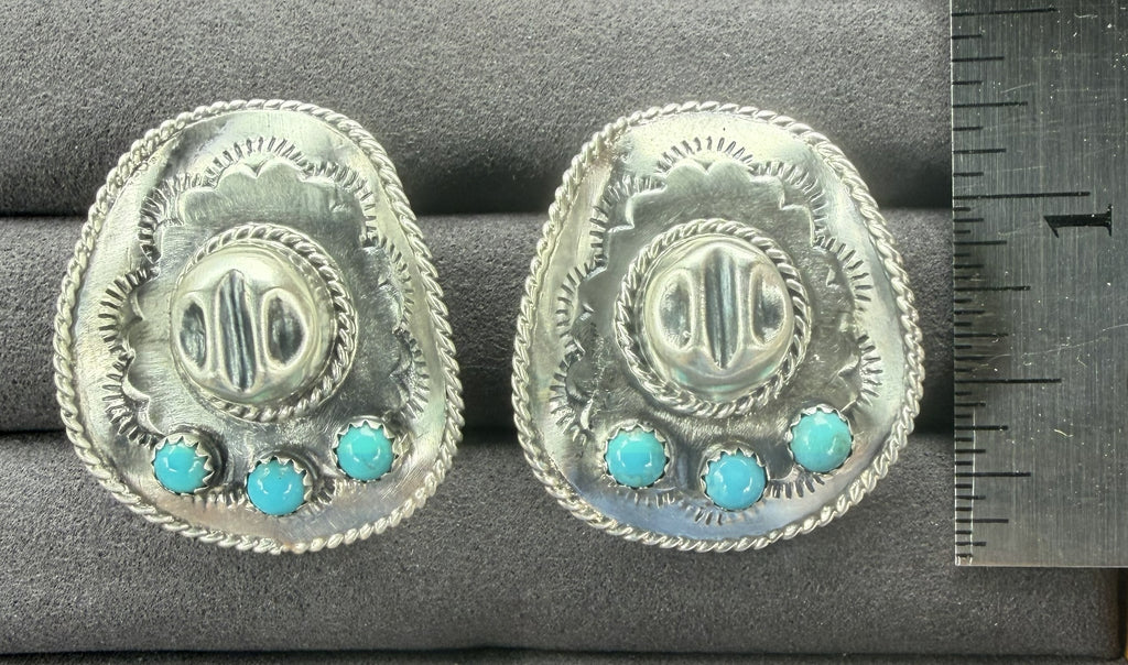 *Native American Made*  Navajo  Bobby Platero:  Cowboy Hat Earrings