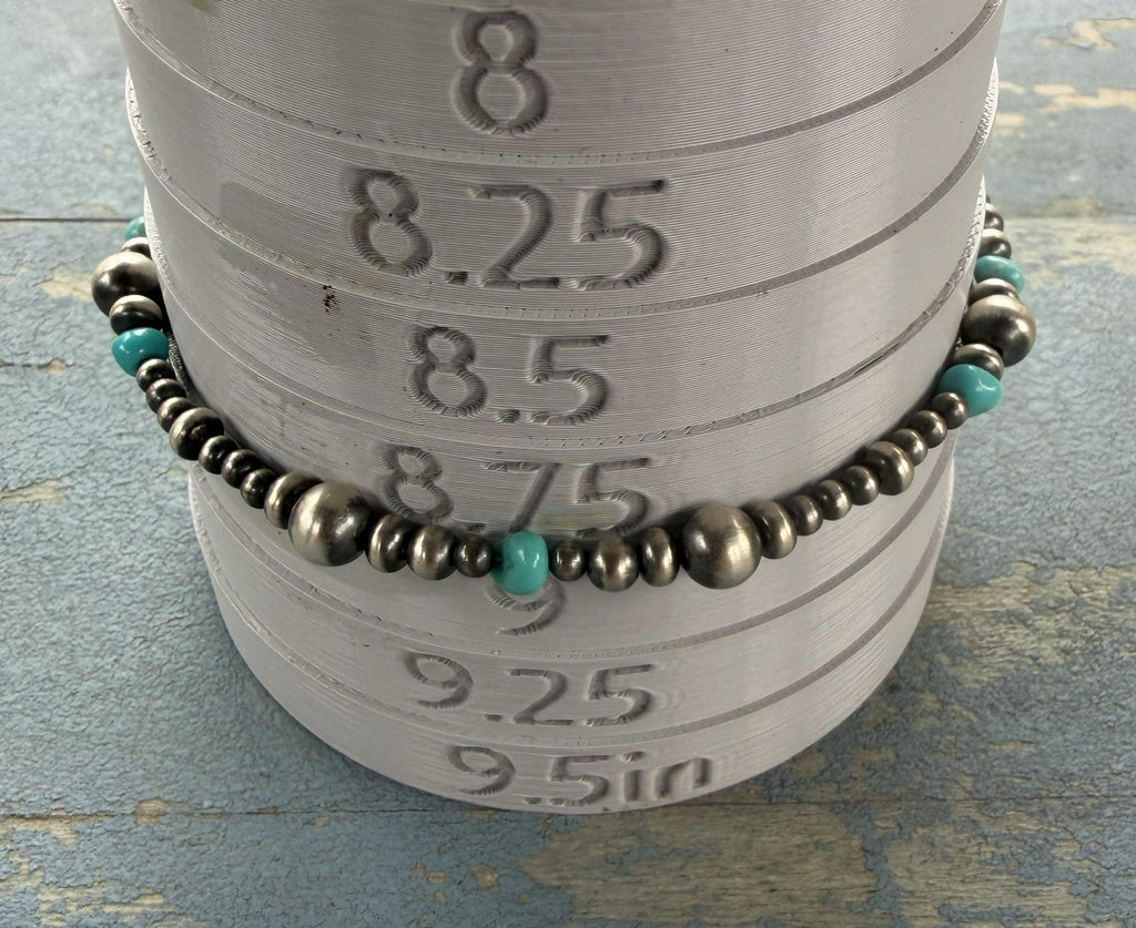 *Native American Made*  Navajo Lucinda Sardo Silver and Turquoise Bead Bracelet