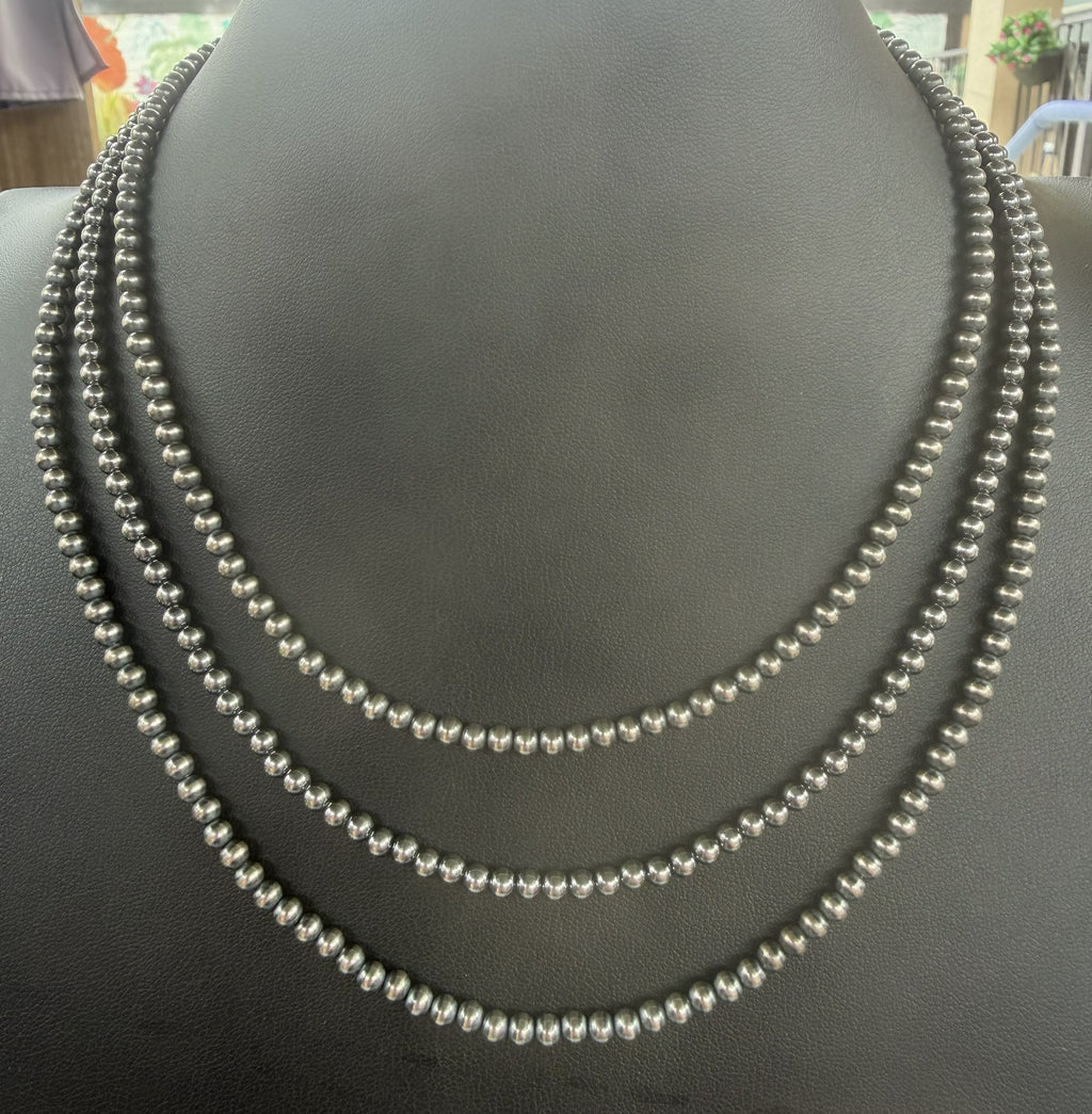 *Native American Hand Strung*  Navajo Harold Tahe 4mm Desert Pearl Necklace
